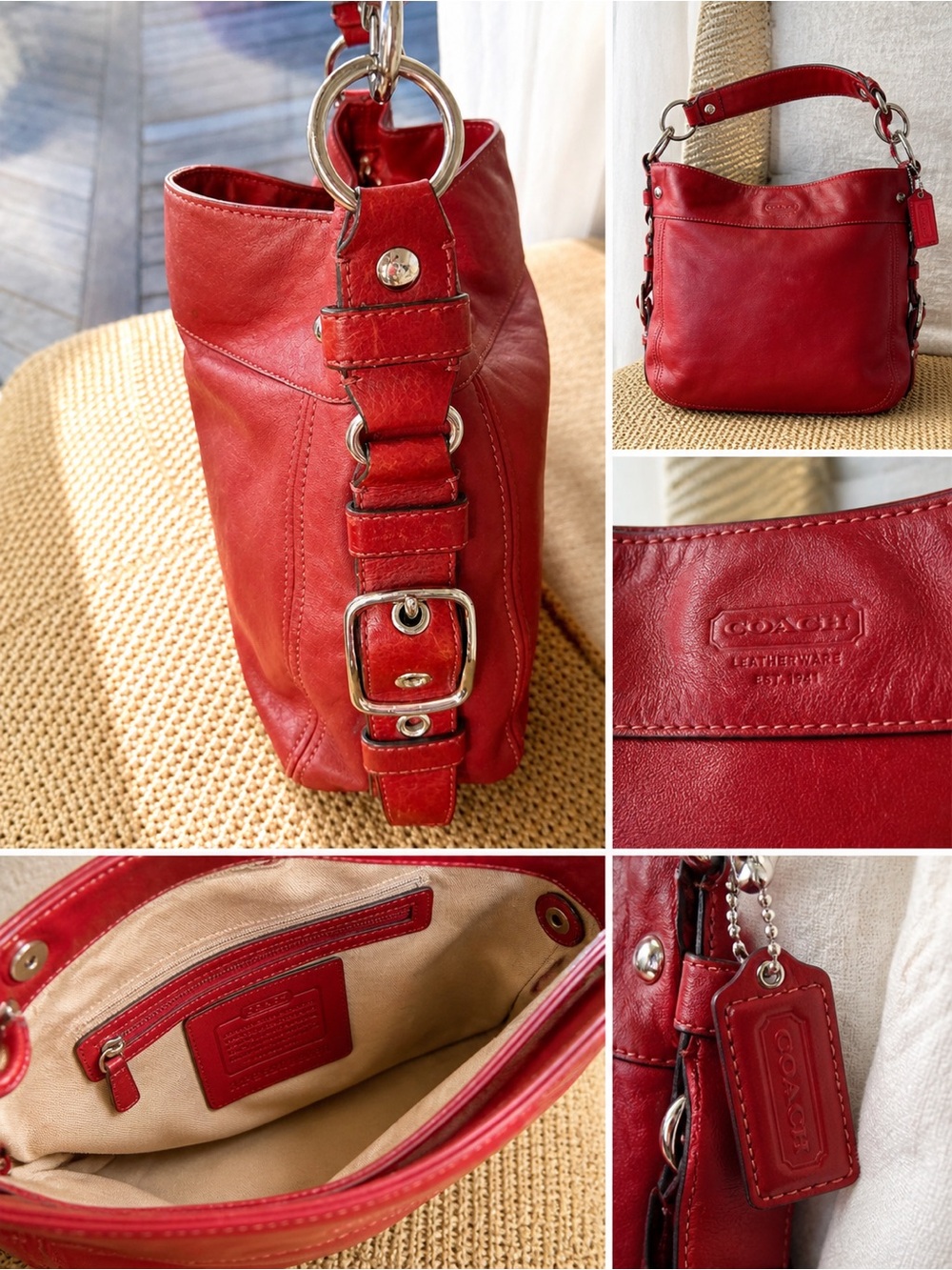 Coach Cherry Red Leather
Shoulder Bag #F12071 - Picture 4 of 6